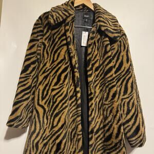 Nasty Gal US Size 4 Essentials Faux Fur Animal Print Coat